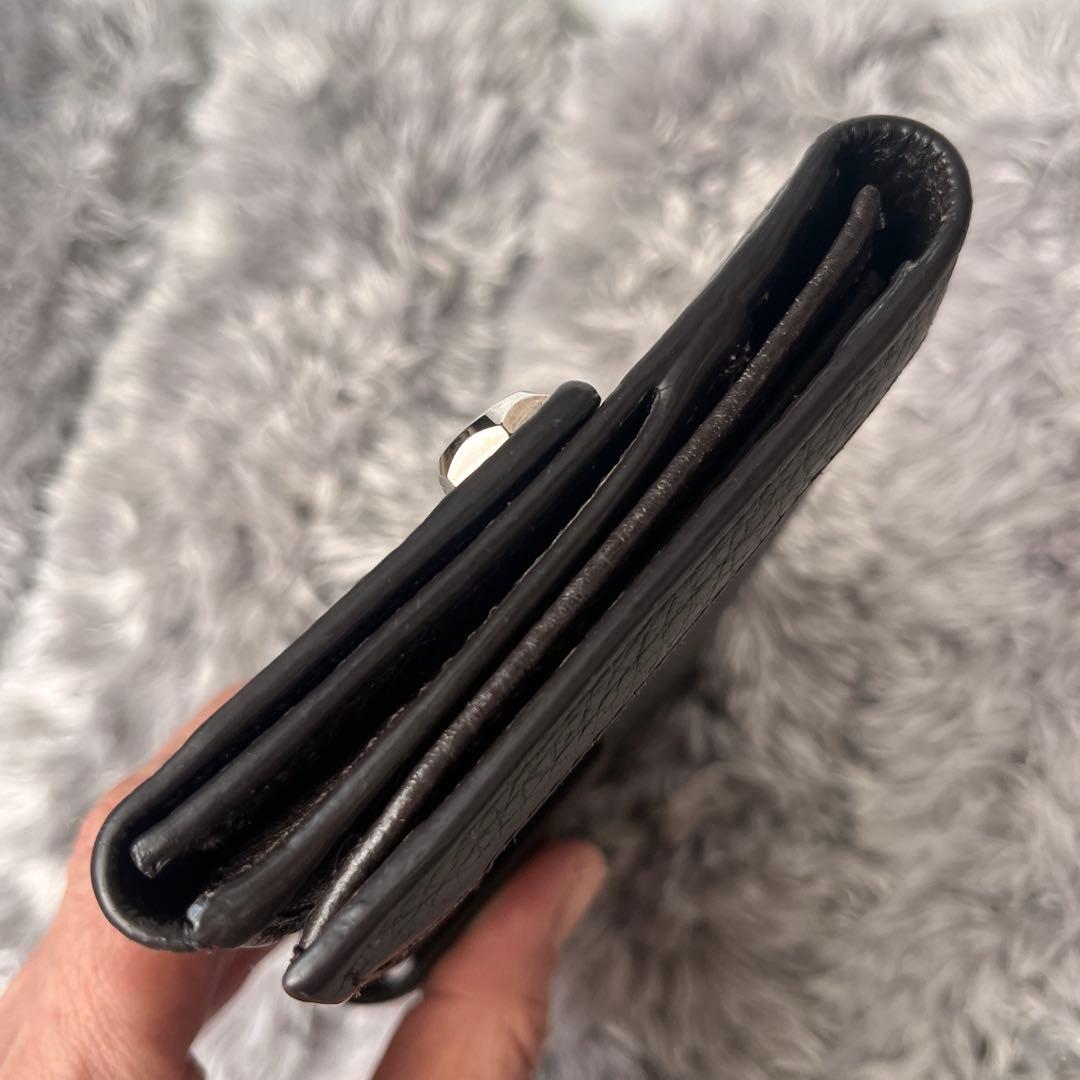 良品✨GUCCI シルバーロゴ　GGキャンバス ダークブラウン　シボレザー　財布