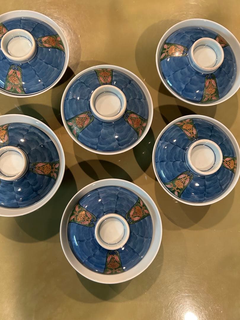 【源右衛門】青色花柄飯碗 6個セット