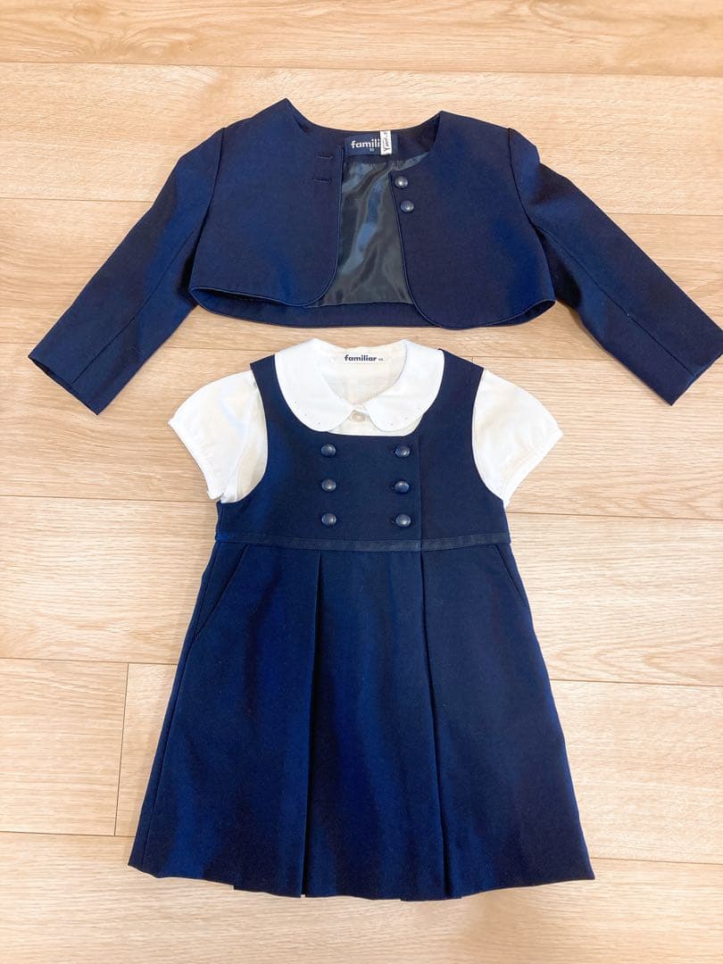 【ファミリア】アンサンブル90＋ブラウス90（お受験 フォーマル）