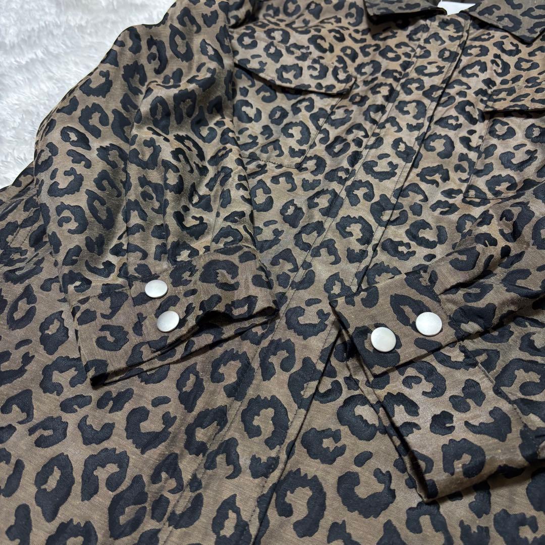 たかお　MECRE レオパード ジャガード ステンカラー コート ロング