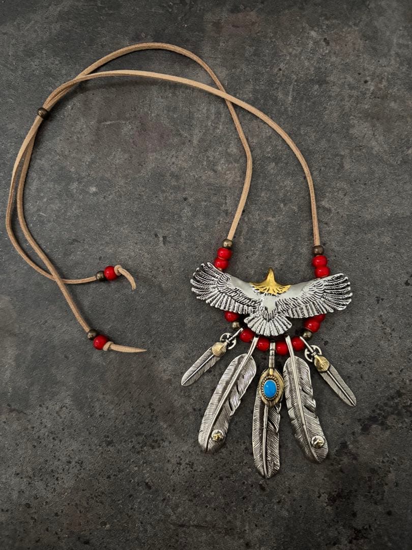頭金イーグルネックレス　フェザーネックレス　フェザー　2点セット