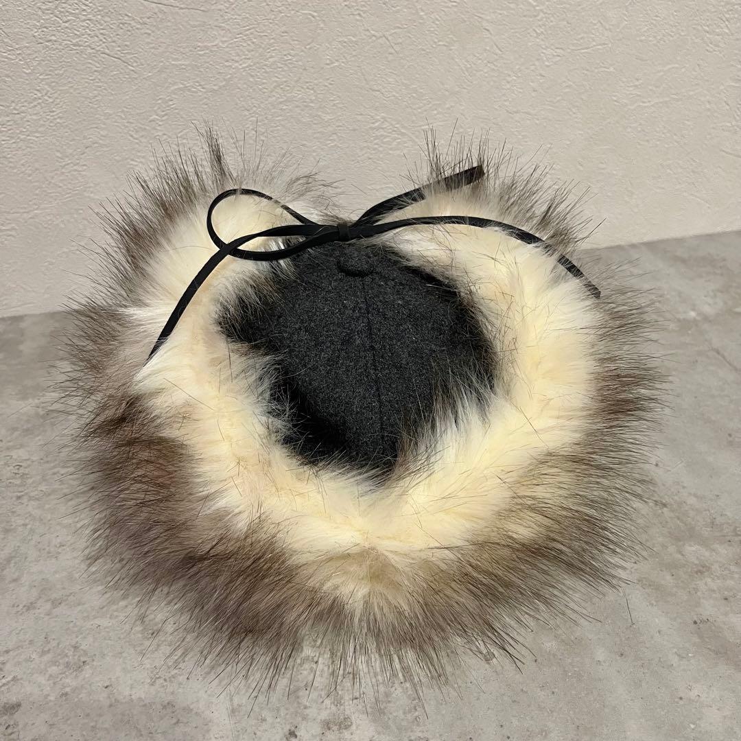 【新品未使用】open Yy ファーキャップ グレー