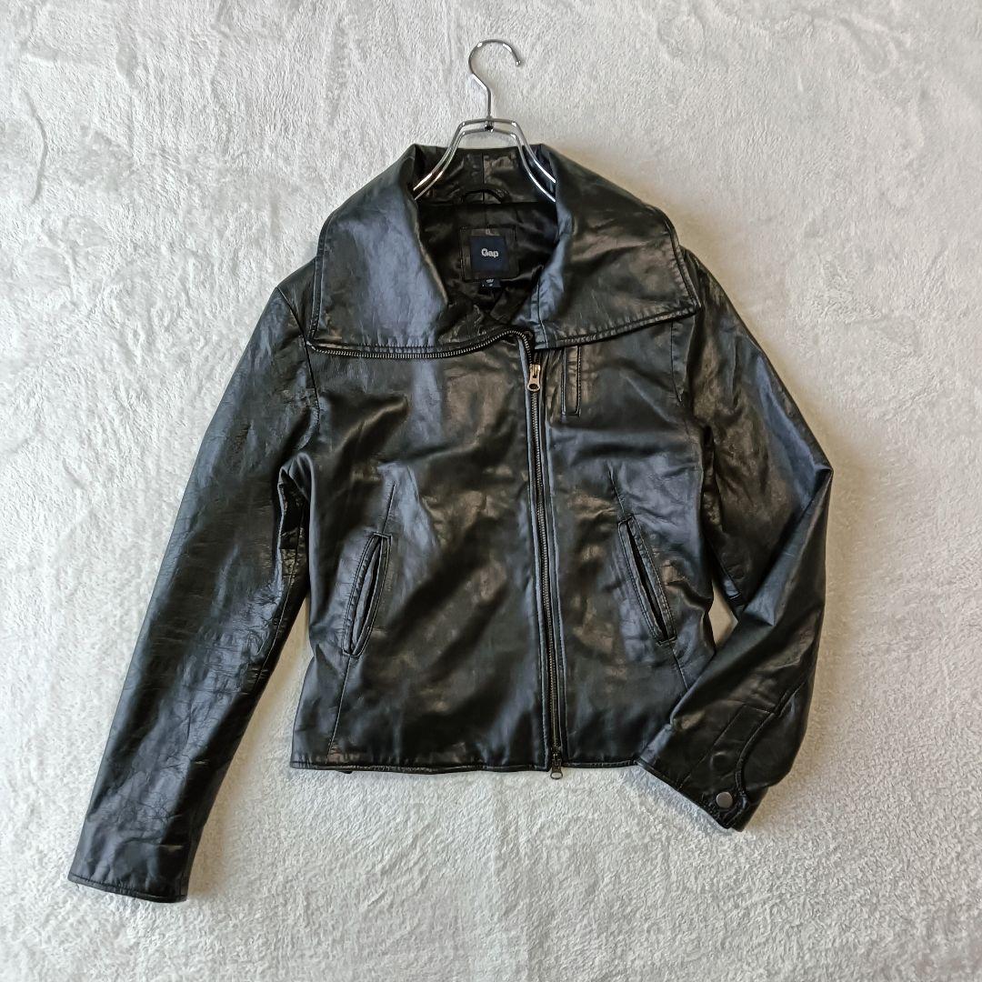 良品 00s OLD GAP レザー ダブル ライダース ジャケット ショール