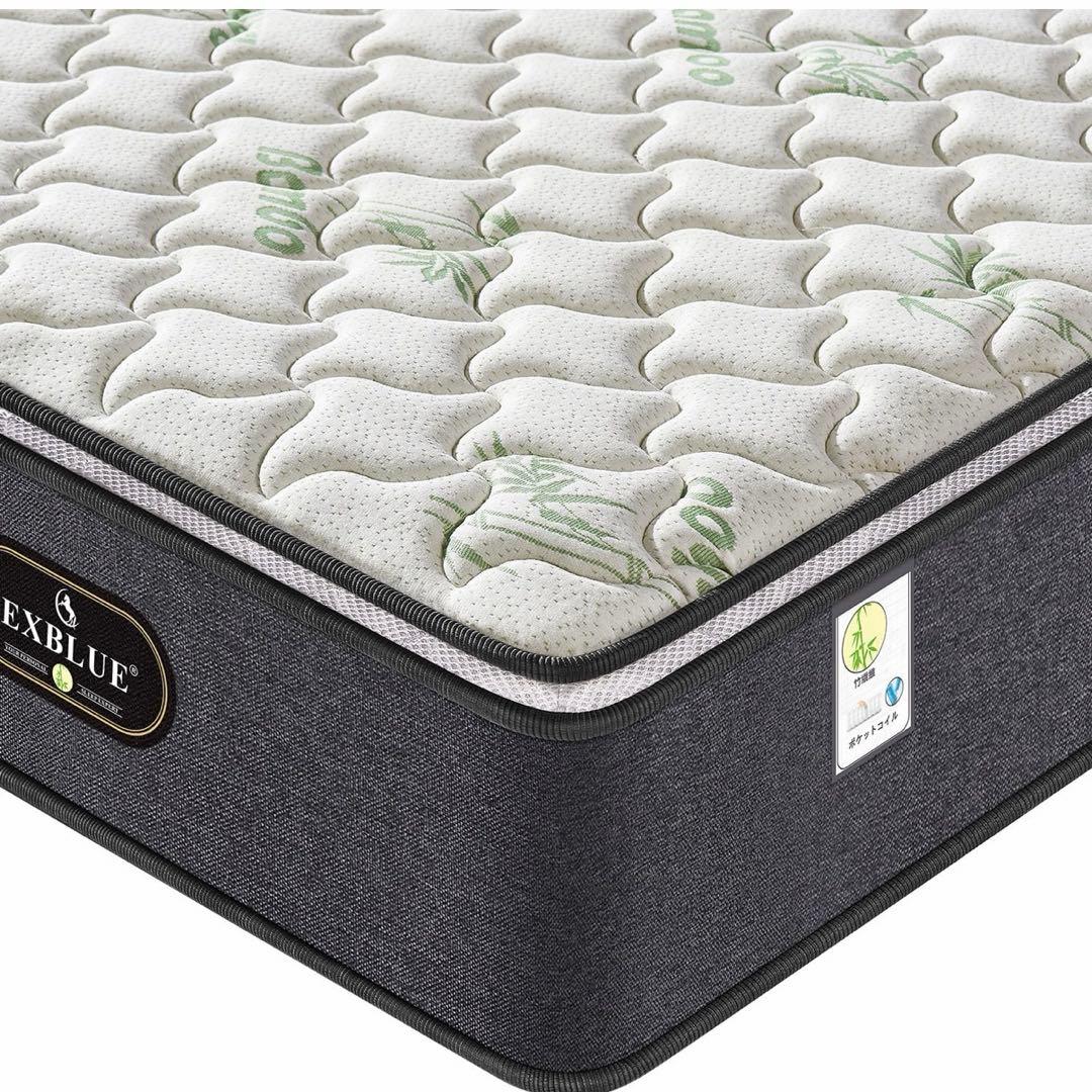 竹繊維マットレス ダブル、シングルポケットスプリング＆メモリーフォームマットレス