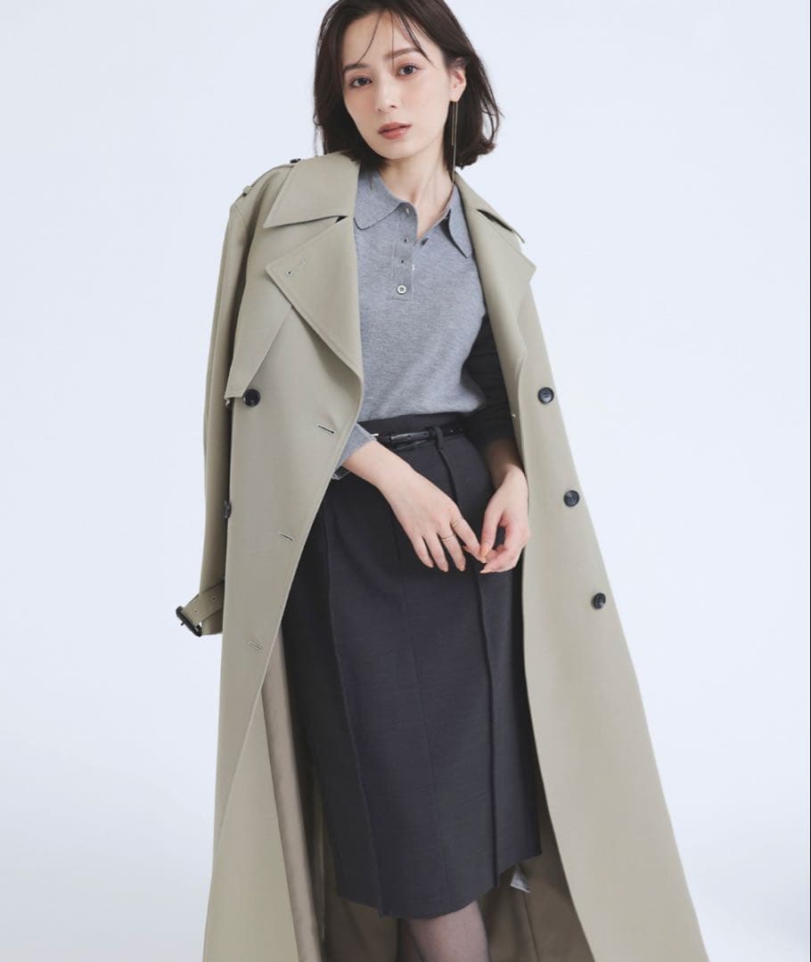 【美品】 anuans ウールギャバジントレンチコート