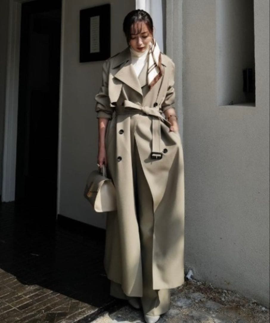 【美品】 anuans ウールギャバジントレンチコート