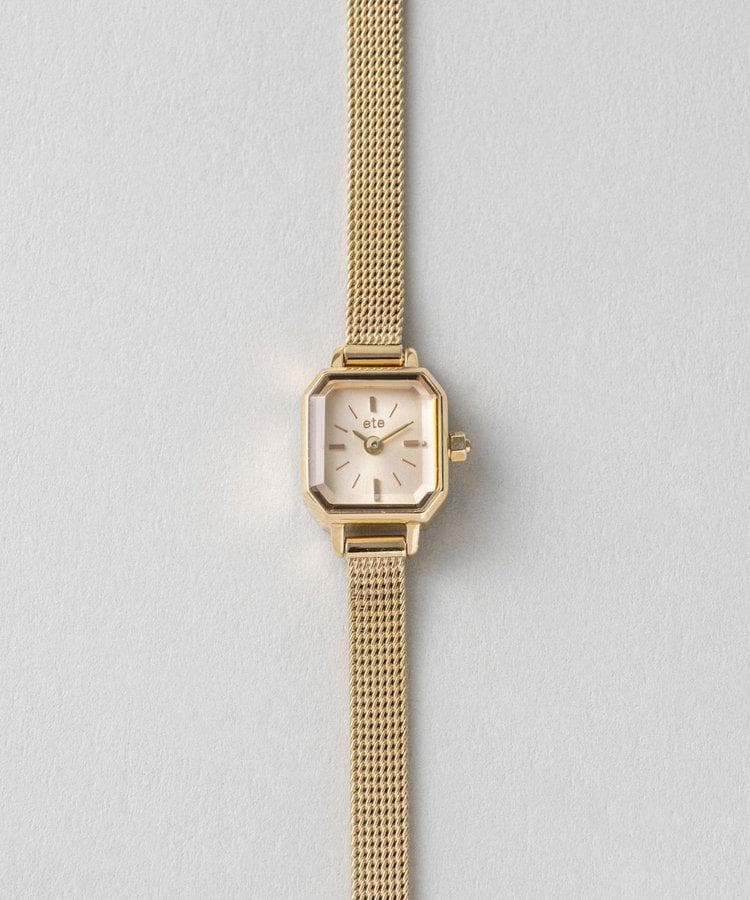 美品 ete エテ ウォッチ オクタゴンフェイス ダイヤ ゴールド 腕時計