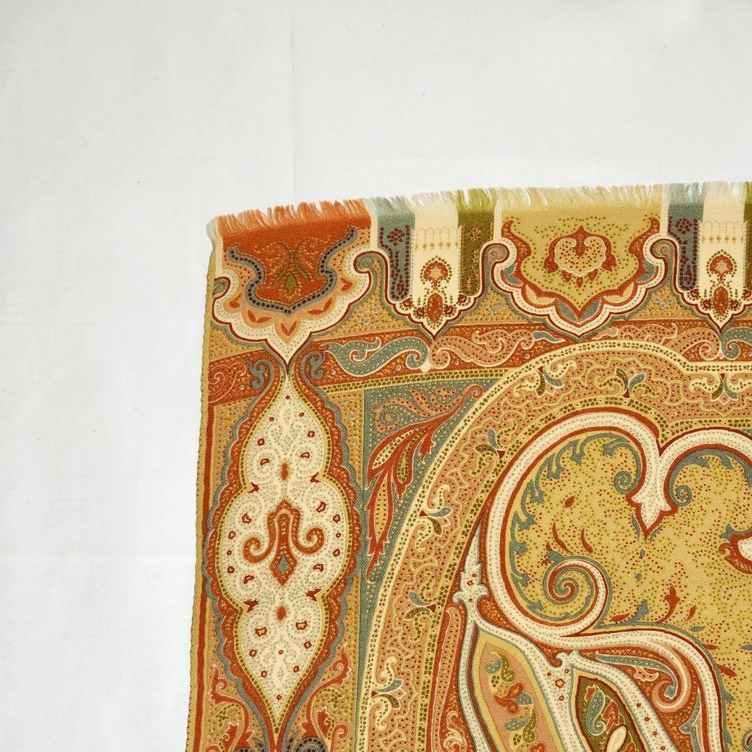 美品★ETRO★ エトロ ストール ペイズリー柄 ウール混 ブラウン ベージュ.