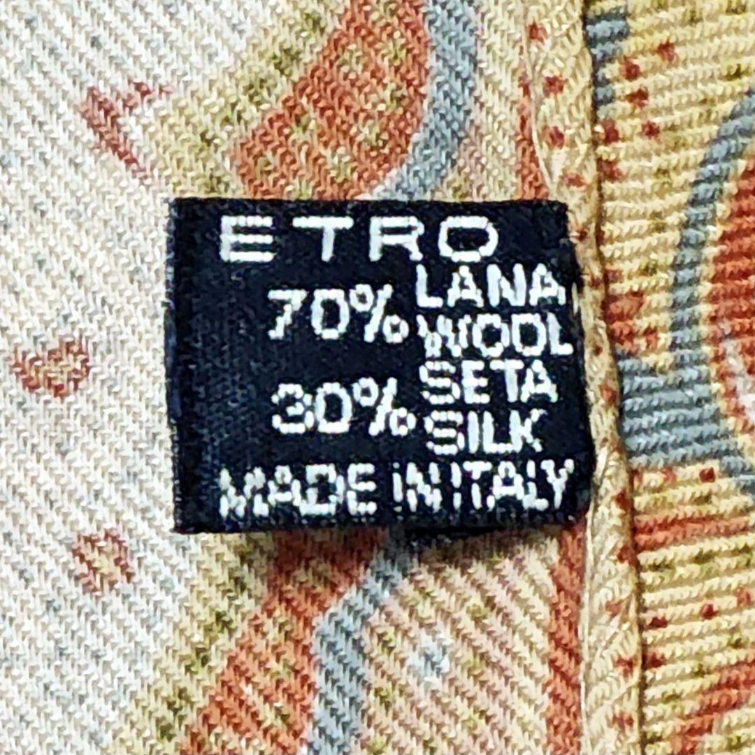 美品★ETRO★ エトロ ストール ペイズリー柄 ウール混 ブラウン ベージュ.