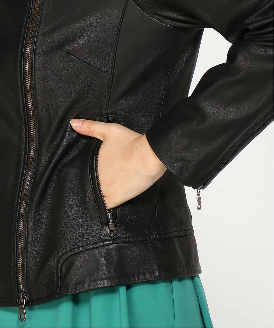 ハーニーズ ニューヨーク　レザー アシメトリージャケット