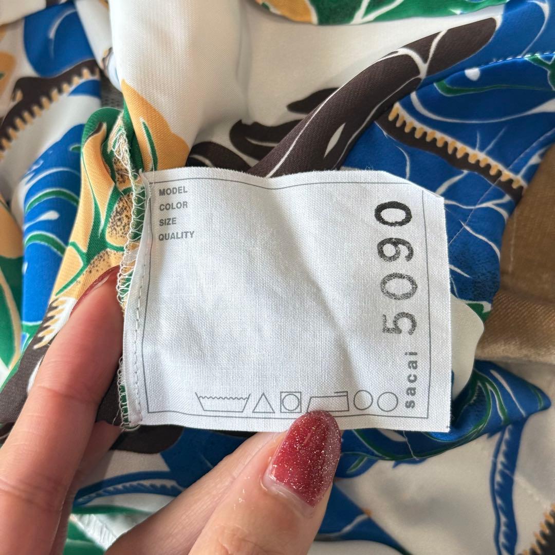 サカイ サンサーフ ブラウス リーフ 総柄 ベロア メッシュ とろみ アロハ希少