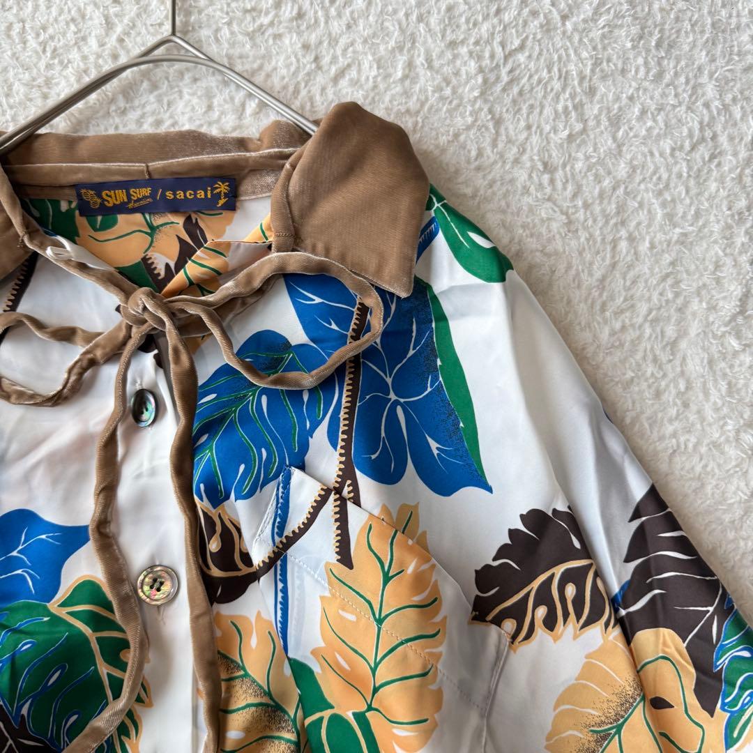 サカイ サンサーフ ブラウス リーフ 総柄 ベロア メッシュ とろみ アロハ希少
