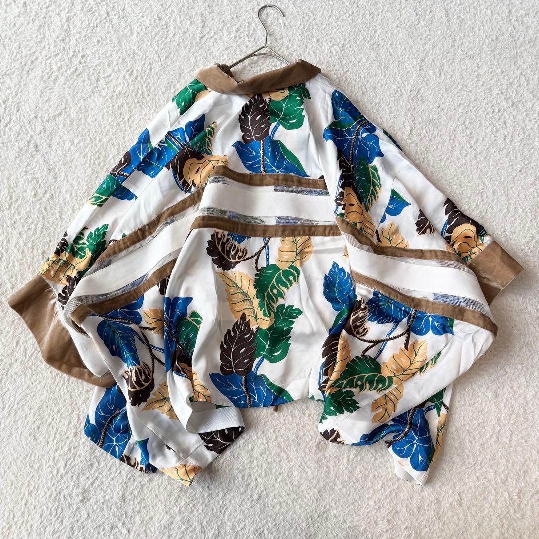 サカイ サンサーフ ブラウス リーフ 総柄 ベロア メッシュ とろみ アロハ希少