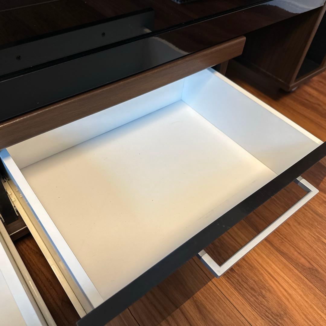 NOCE ダークブラウン テレビ台 キャスター付 二段の伸縮可能 引き出し2つ