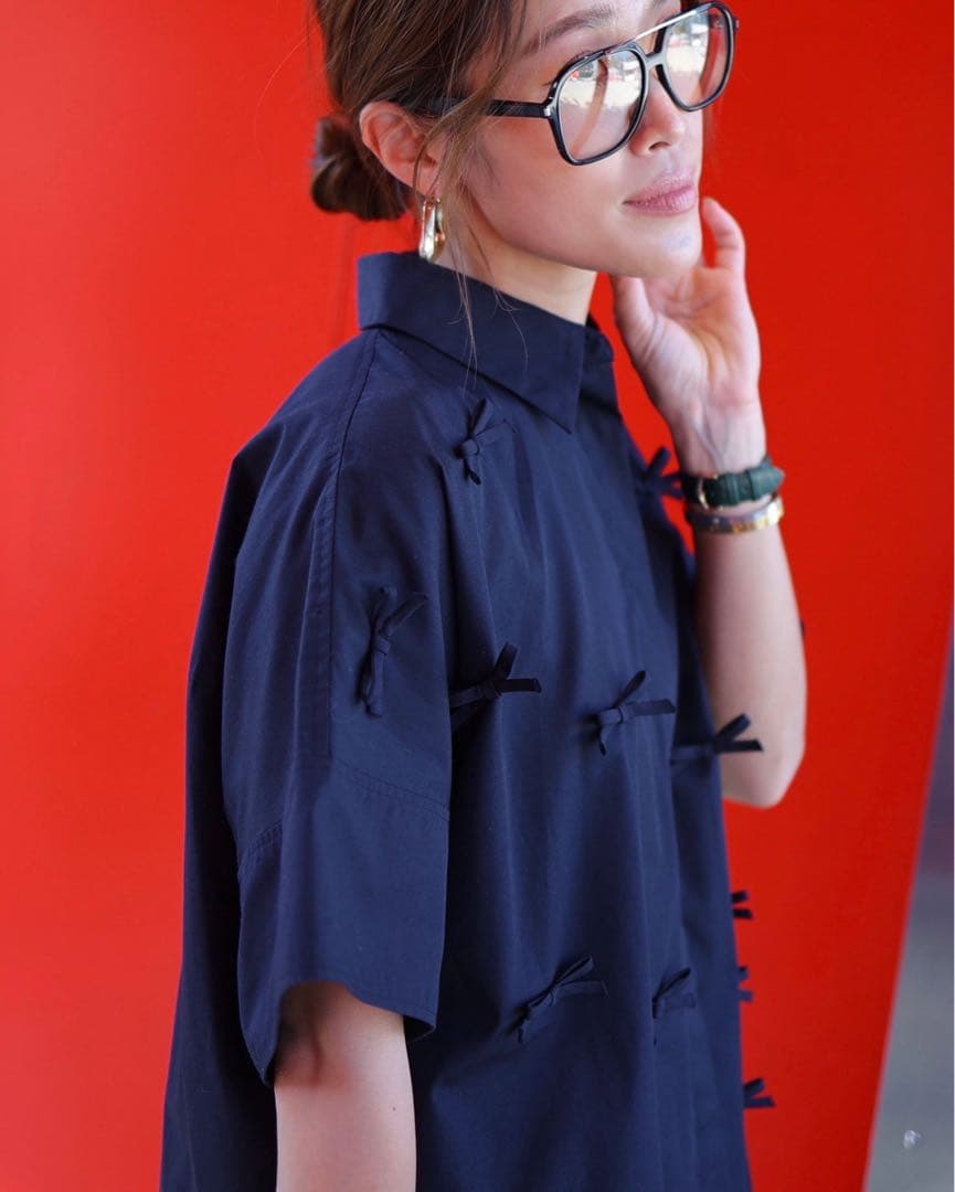 【美品】ジプソフィア Good Luck Blouse ネイビー