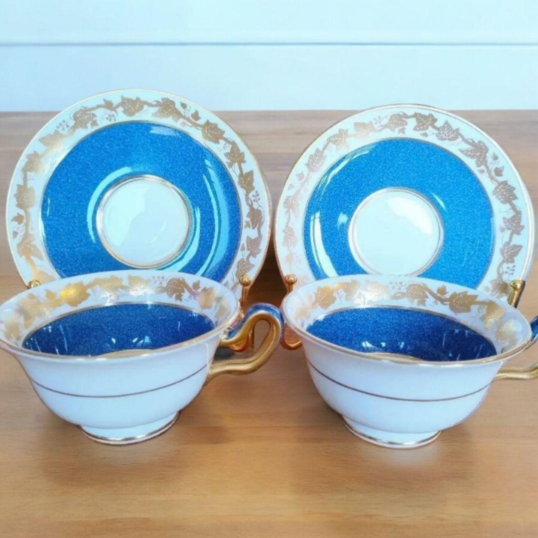 ウェッジウッド 美品☆ 2客セット ブルー ゴールド ホワイトホール パウダー