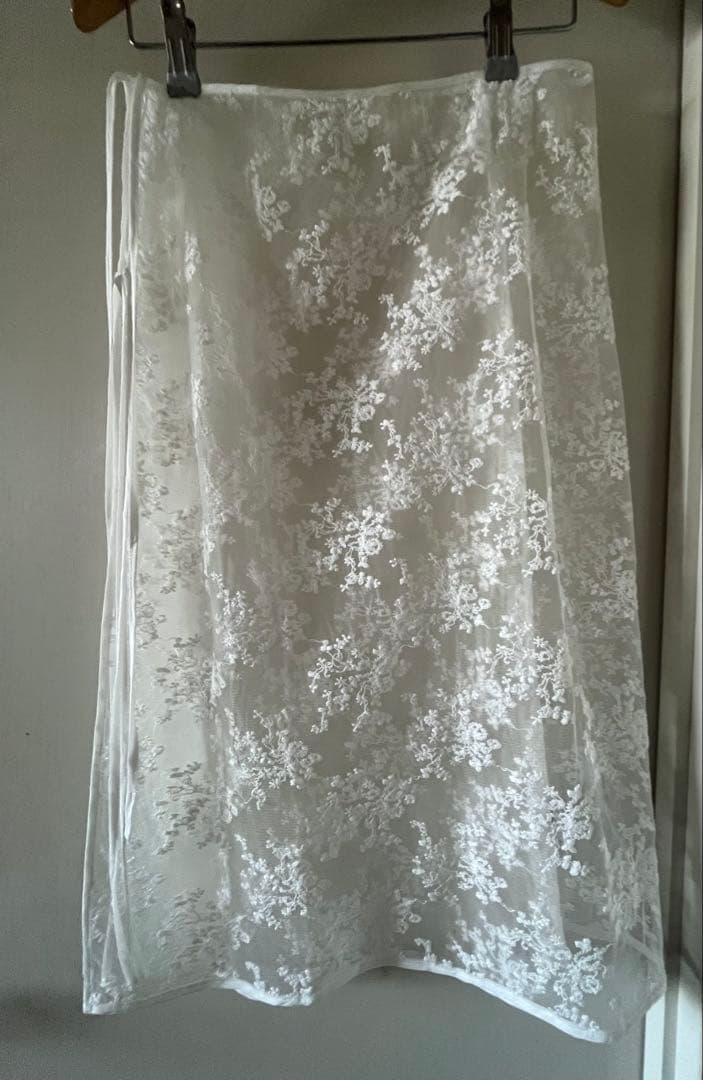 スカート studio doe Floral Lace Wrap Skirt white