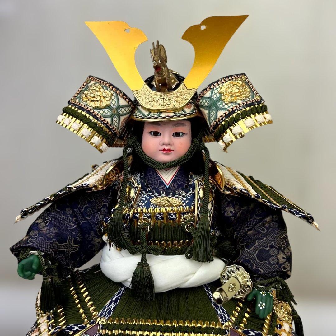 五月人形　久月　若大将飾　屛風・床飾布付き　武者大将