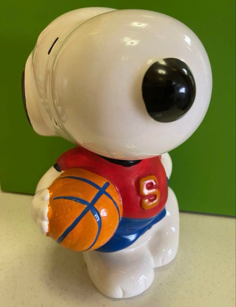 スヌーピー貯金箱陶器　大サイズ　置物　インテリア　野球フィギュア2点セット