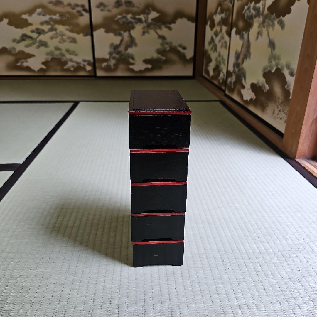 【明治ロマン/1870年物】戦前物 漆塗り弁当箱 漆器 膳の箱 五客 5個朱色
