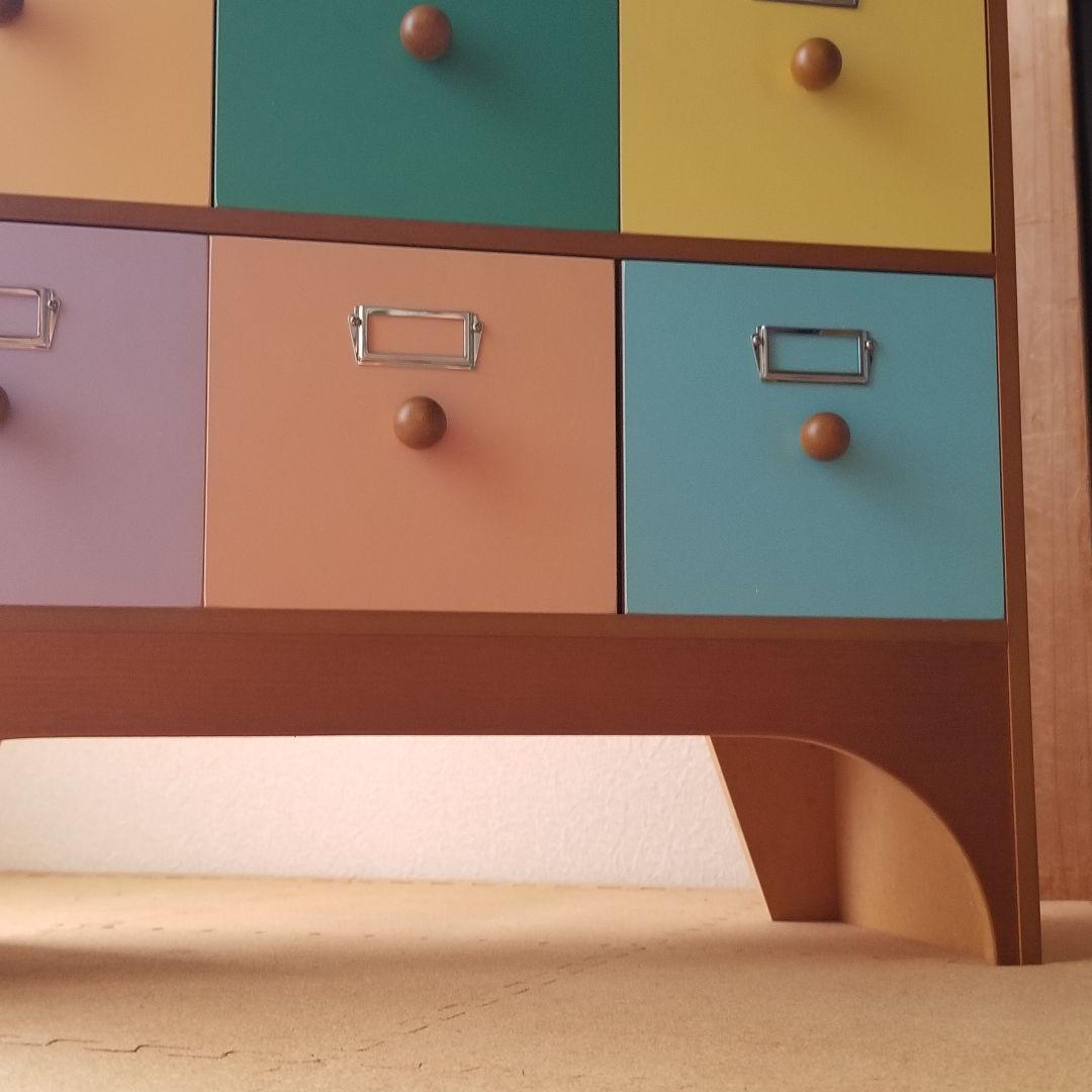 カラフル木製チェスト 9引き出し　ポップ家具