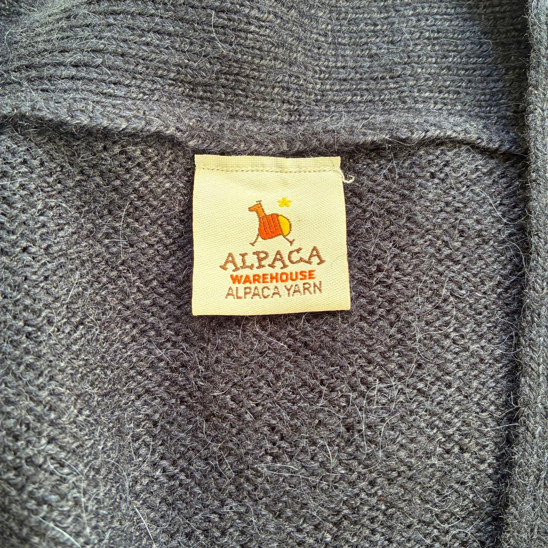 希少✨アルパカ100%カーディガン 紺 南米 ペルー製 L ヴィンテージ モヘヤ