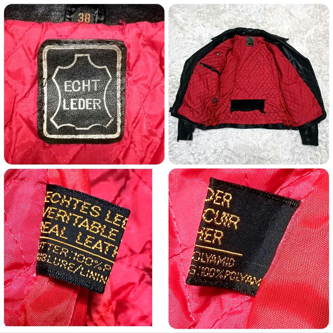 ECHTES LEDER　リアルレザー　ダブルライダースジャケット　裏地レッド