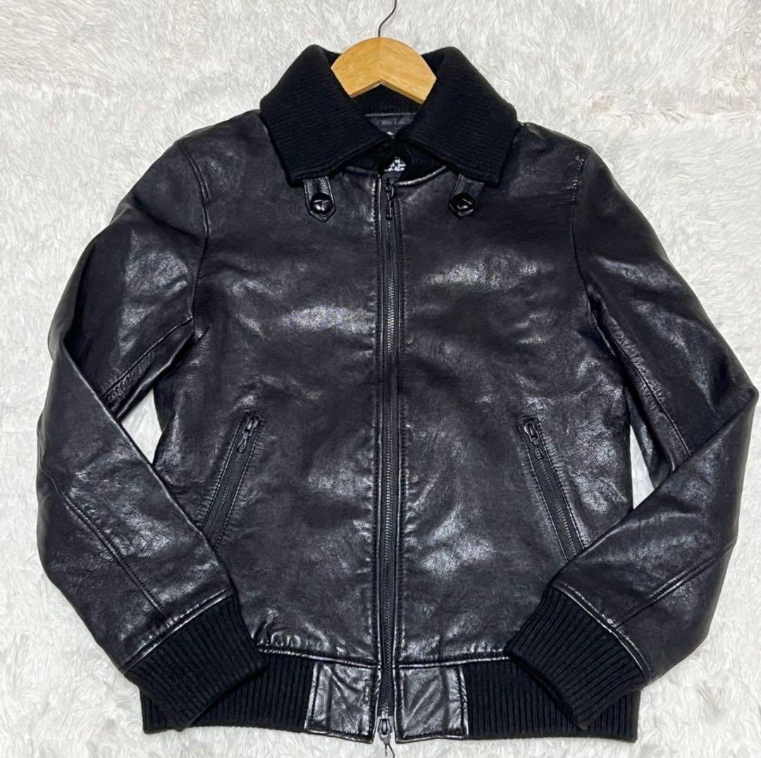 【美品】 ドンキーカラー WASHED レザージャケット ナノユニバース