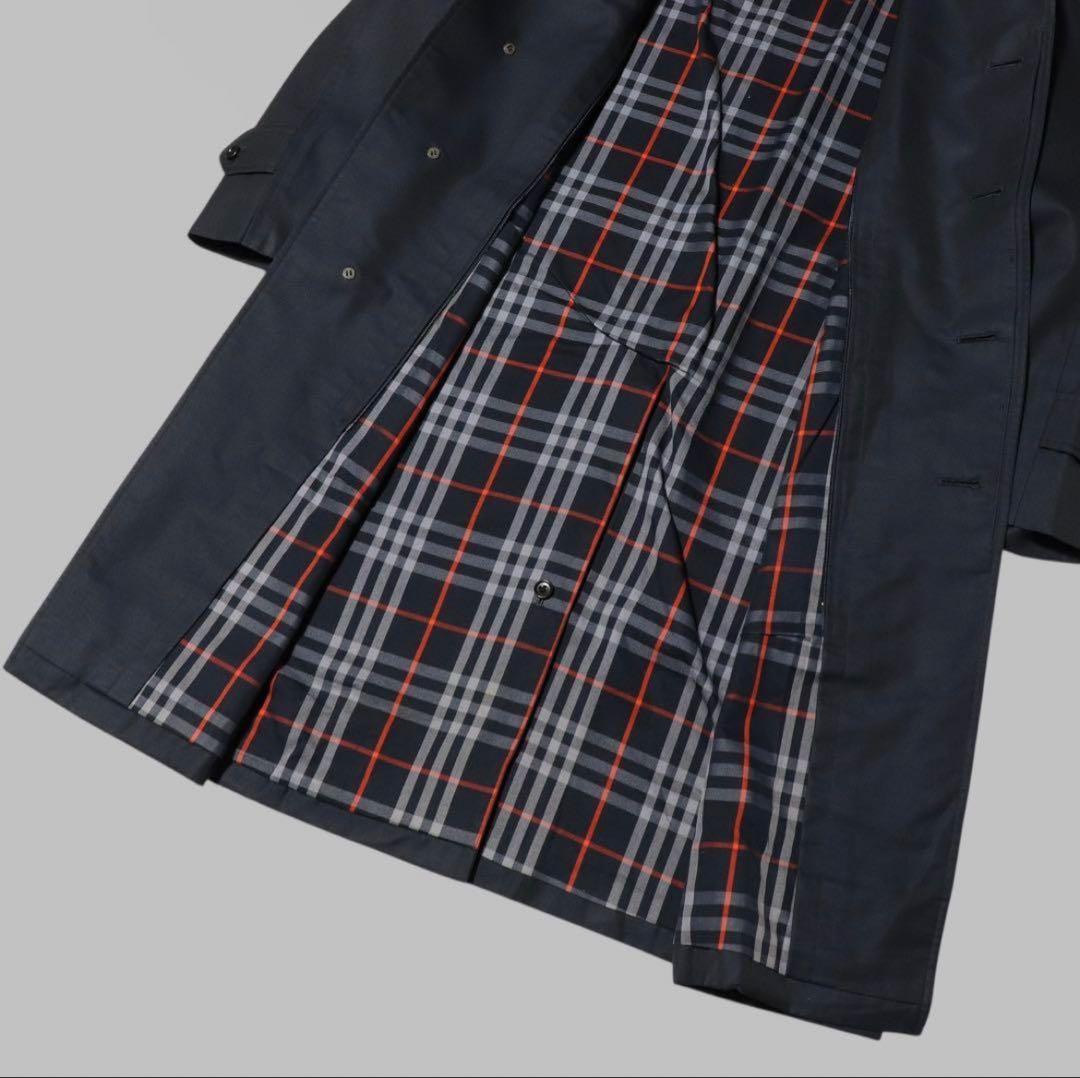 BURBERRY バーバリー　ステンカラーコート　ノバチェック　ネイビー　L