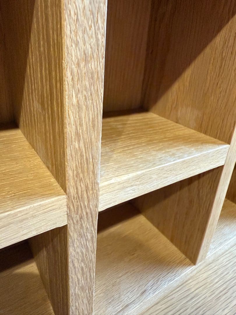 超美品！フルオーダーメイド無垢オーク材・マス目棚・コレクション ラック シェルフ