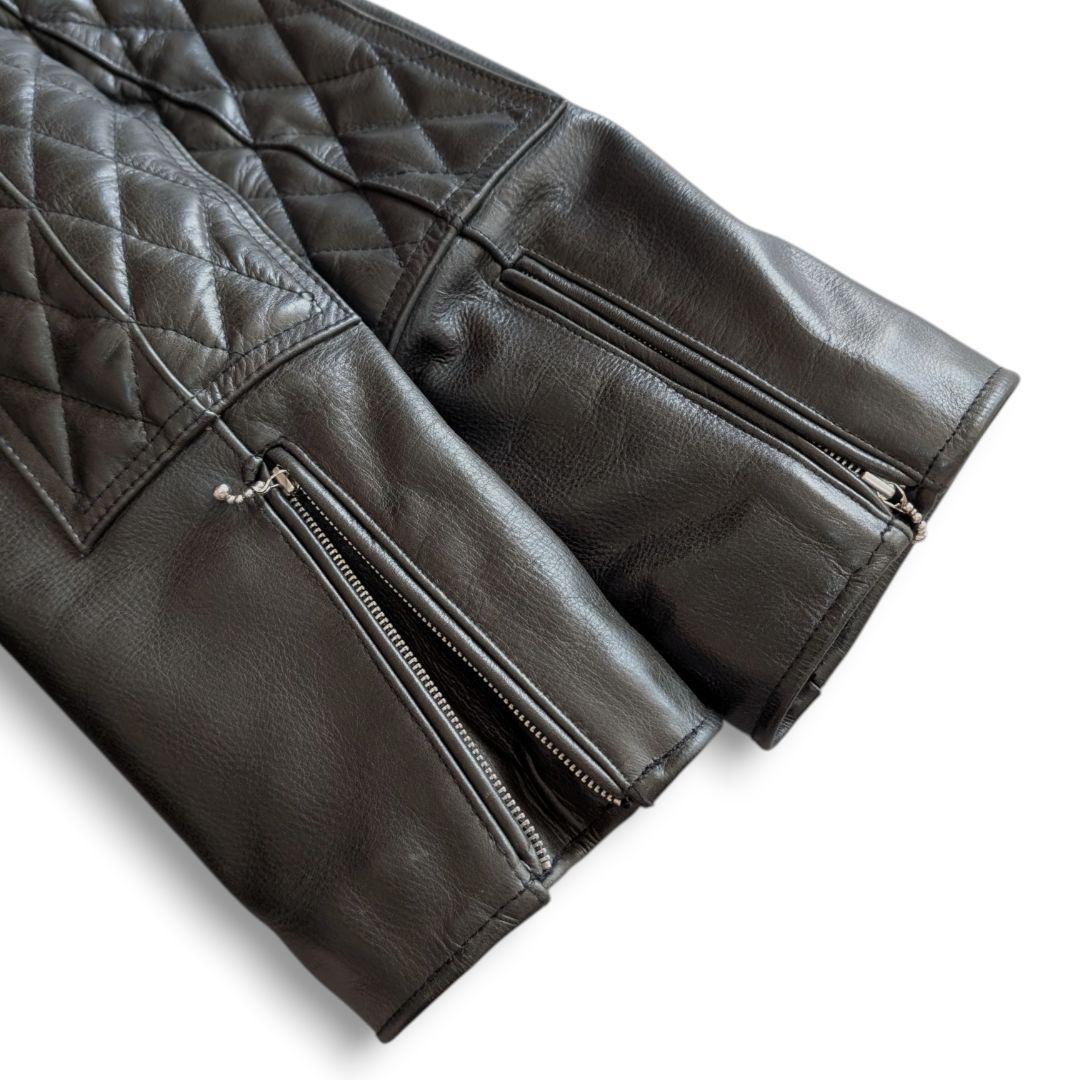 バークボックス 裏キルティング レザー ライダースジャケット 38 ブラック