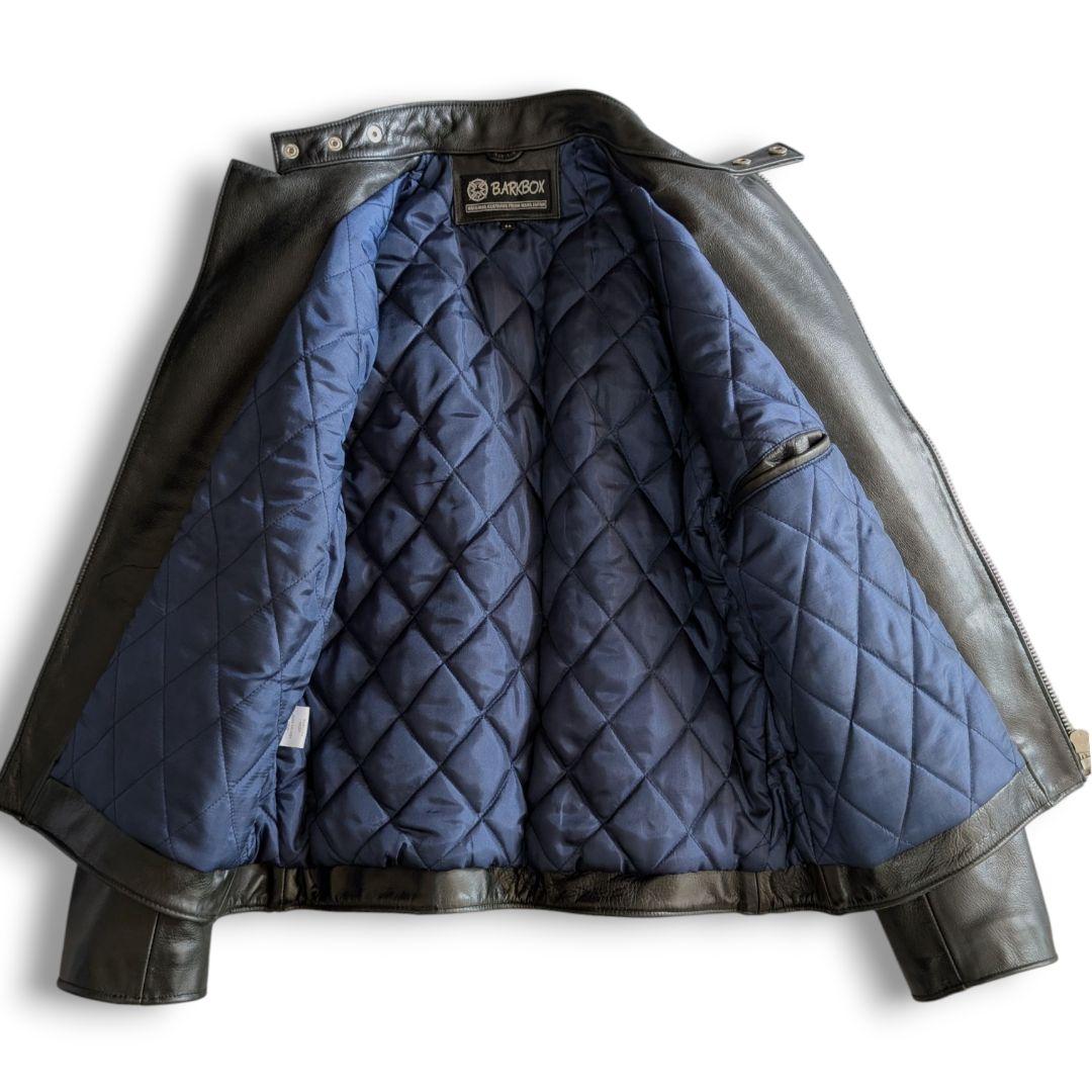 バークボックス 裏キルティング レザー ライダースジャケット 38 ブラック
