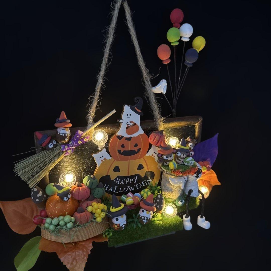 どんぐりアート♡Halloweenオブジェ＆タペストリーHalloweenリース