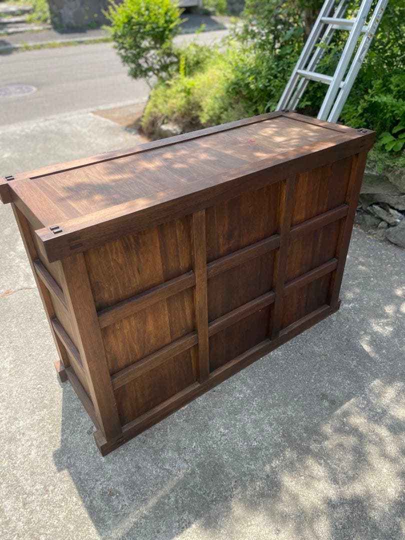 天然木 民芸家具 和箪笥 和風チェスト 水屋箪笥 引き戸付き 収納箪笥 小引出し