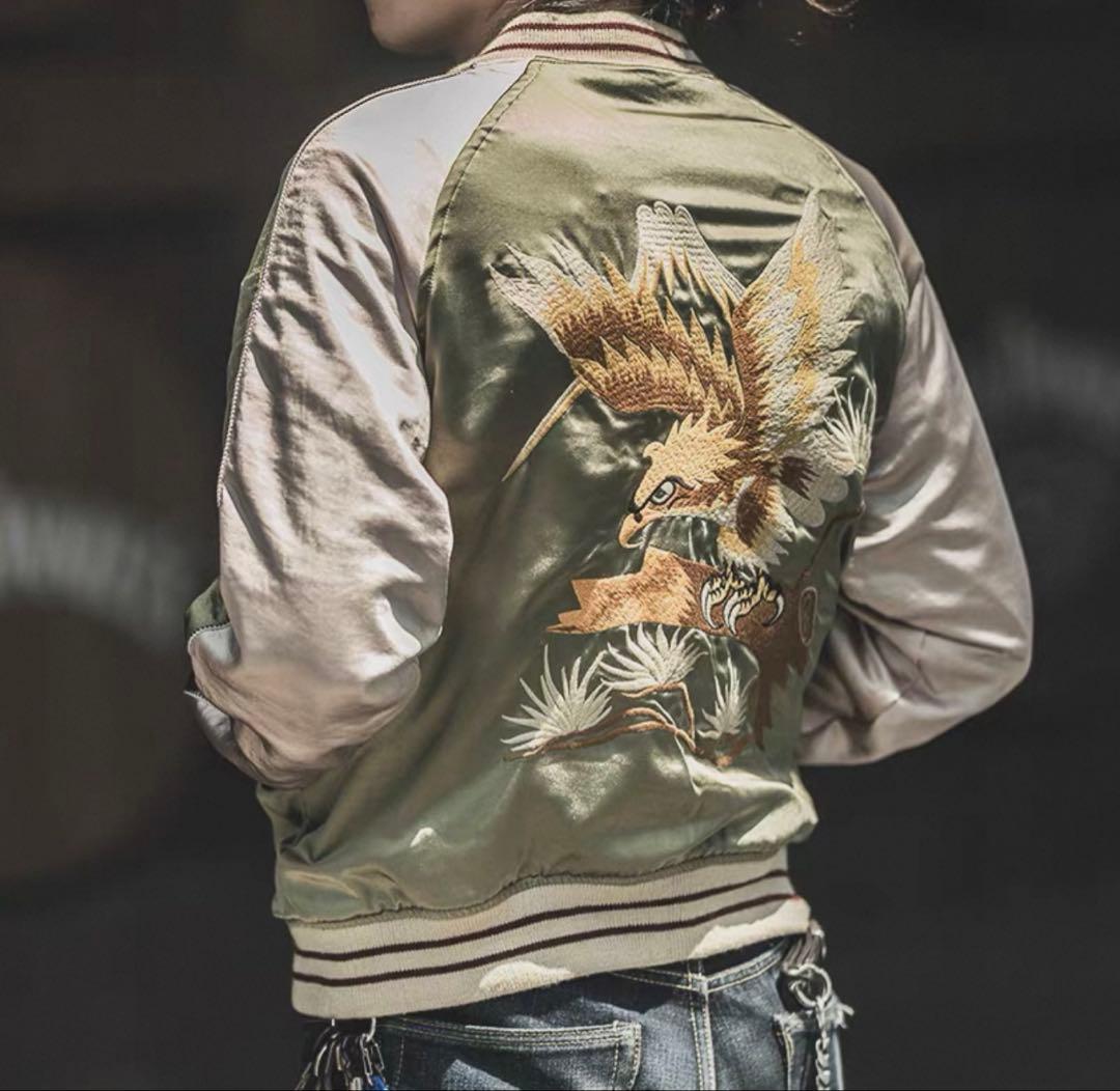 12月19日18時まで！ XLサイズ別珍50'sスカジャン虎鷹両面リバーシブル