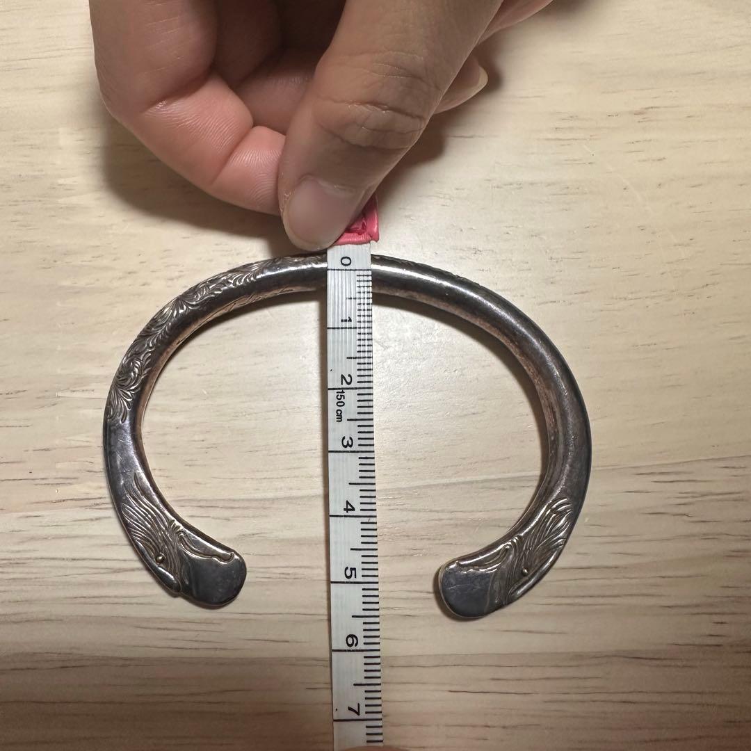 彫刻デザイン バングル　シルバー925 アクセサリー