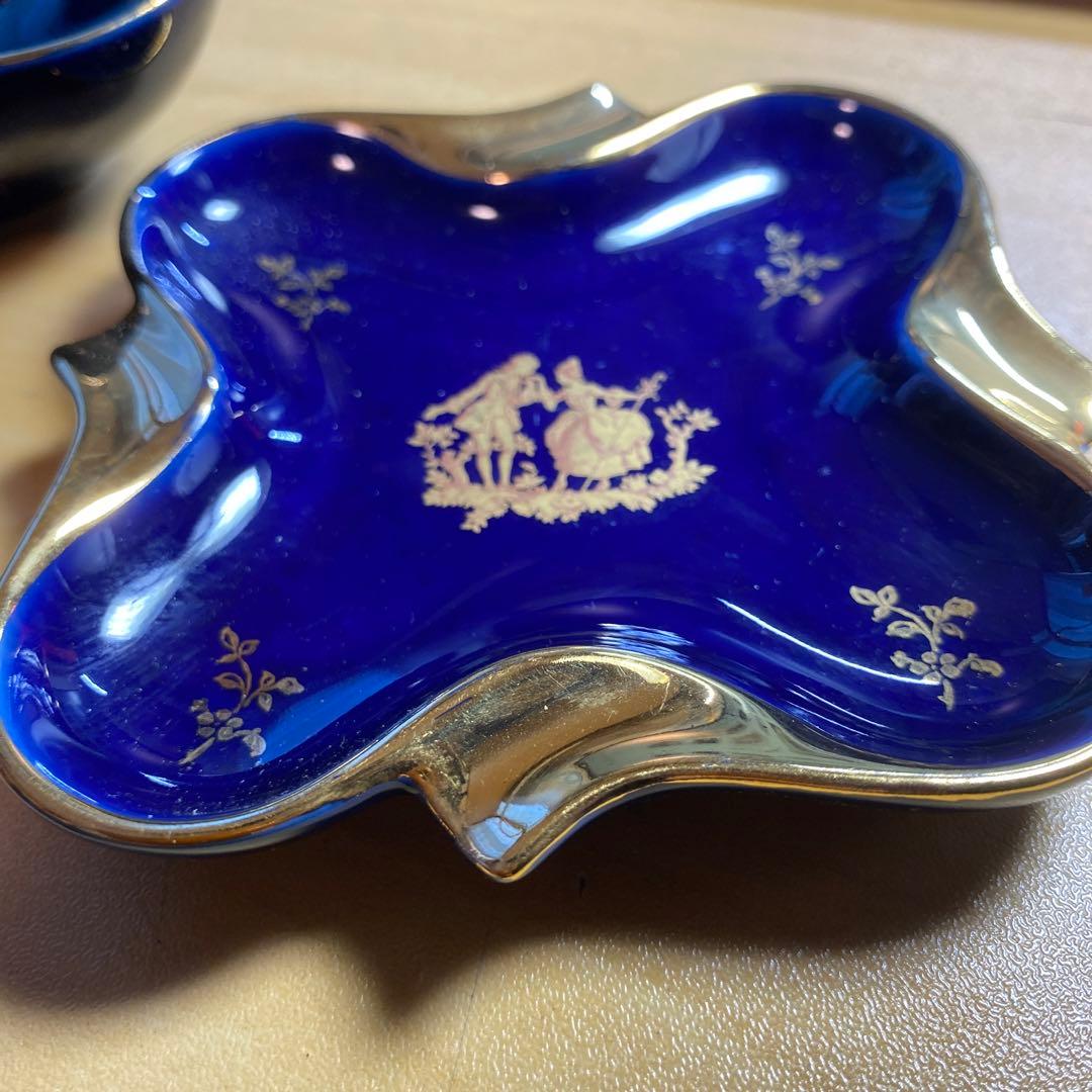 ヴィンテージ:フランス「リモージュ」美品　小皿、小物入れ、灰皿の3点
