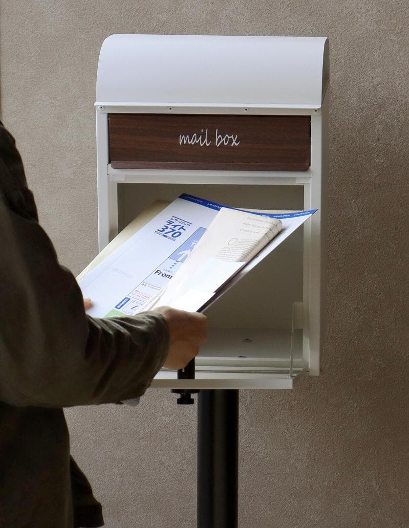 MJ PT GD　スタンドポスト　郵便ポスト　ベージュ　ベージュグレー