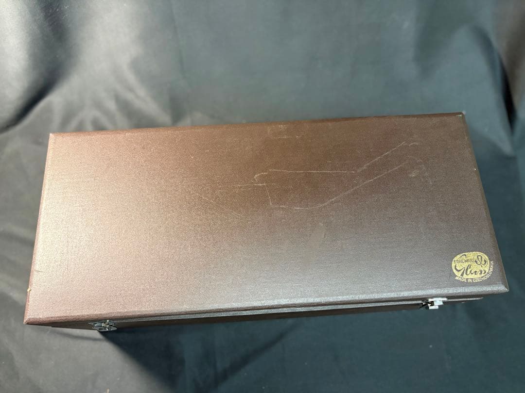 ベネチアングラスgold BOHEMIA花瓶 金彩 ボヘミアングラス ケース付き