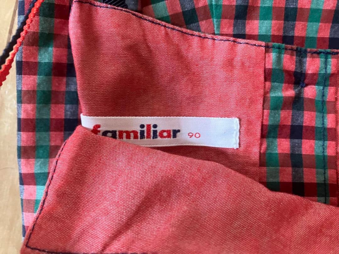 新品 ファミリアワンピース ジャンパースカート 90 ファミちゃん チェック