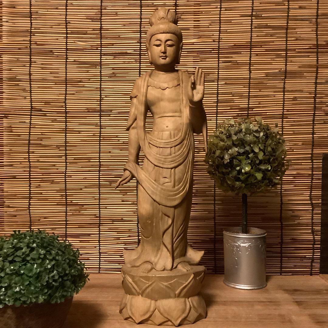 大正期「聖観世音菩薩立像」仏教三大信仰・観音経・般若心経・寺院祀り・檜木