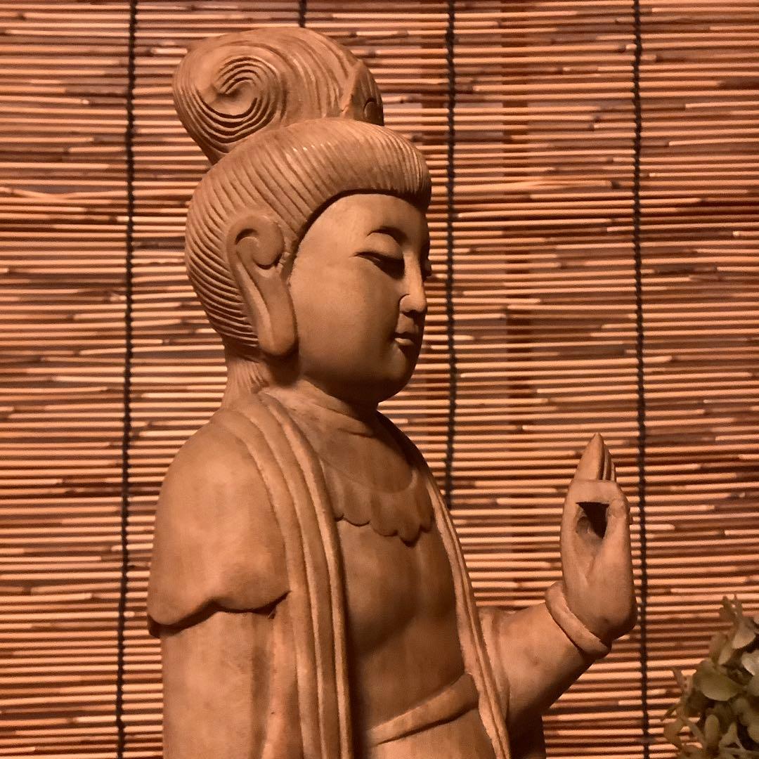 大正期「聖観世音菩薩立像」仏教三大信仰・観音経・般若心経・寺院祀り・檜木