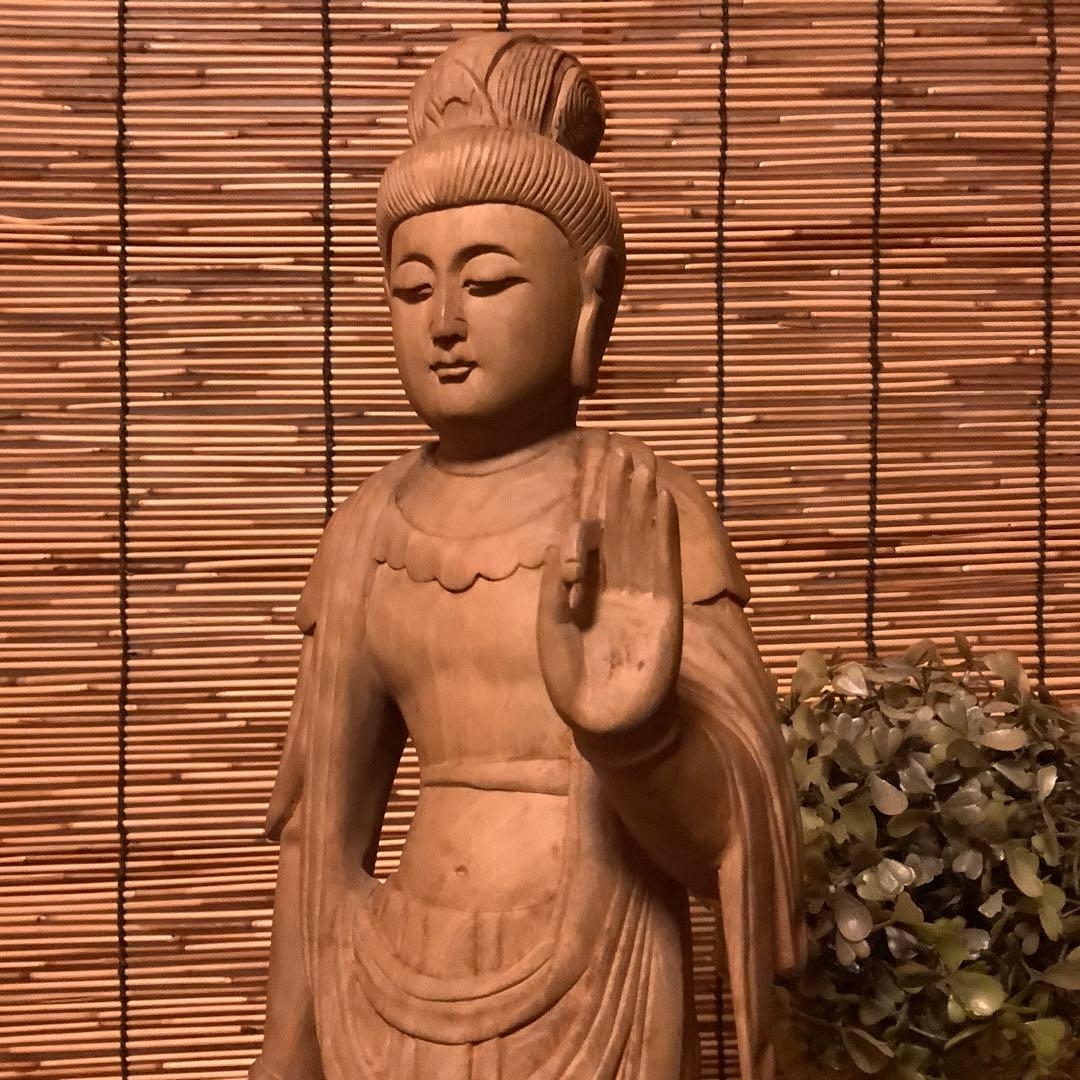 大正期「聖観世音菩薩立像」仏教三大信仰・観音経・般若心経・寺院祀り・檜木