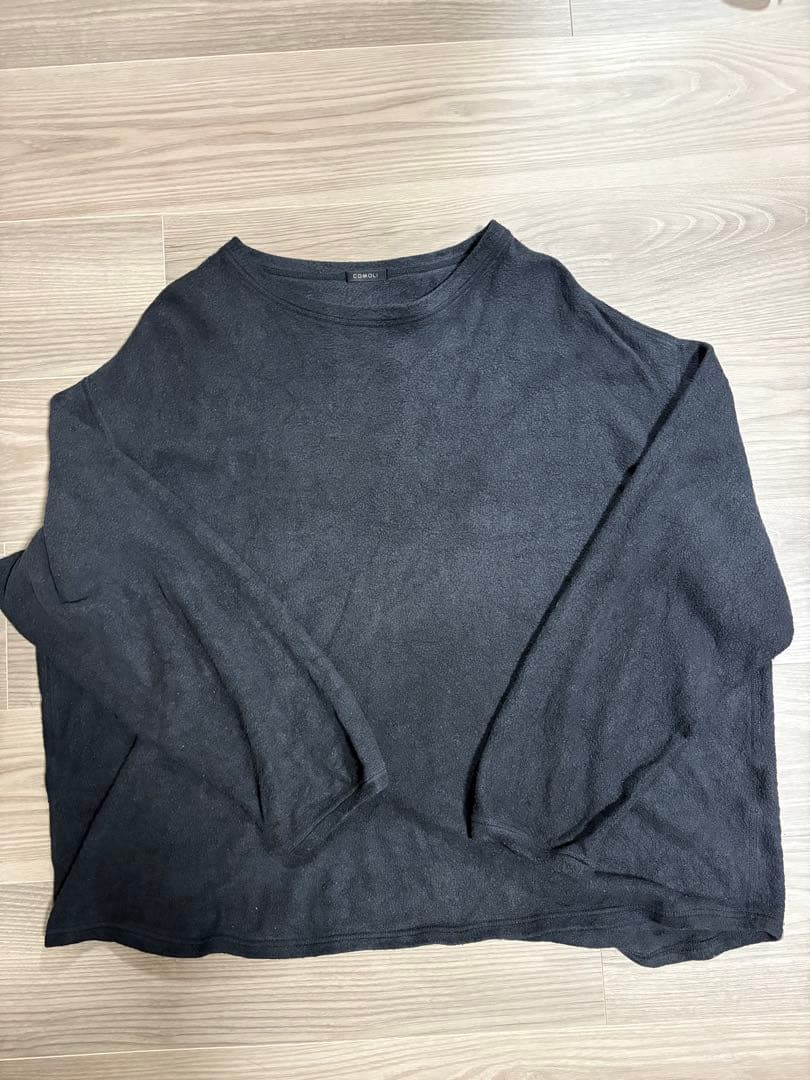 COMOLI シルクフリース長袖クルー ネイビー 21AW