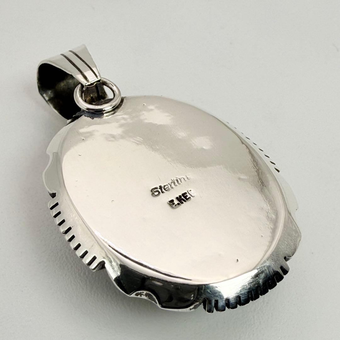 ◆【極美品】SILVER925 ナバホ族 大粒 グリーンアンバー ペンダント