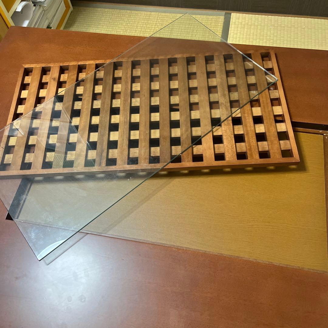 木製ブラウン家具調こたつ 格子デザイン