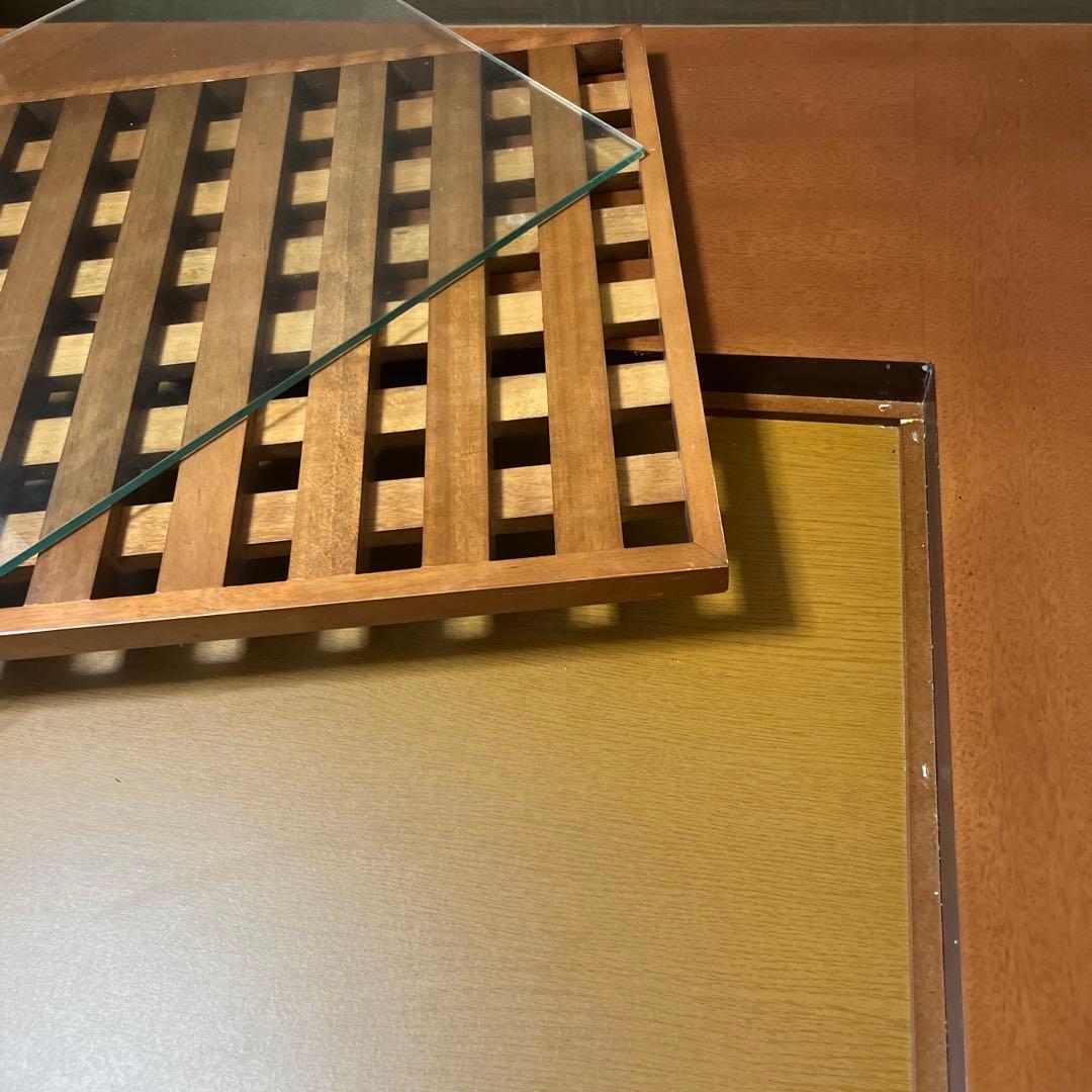 木製ブラウン家具調こたつ 格子デザイン