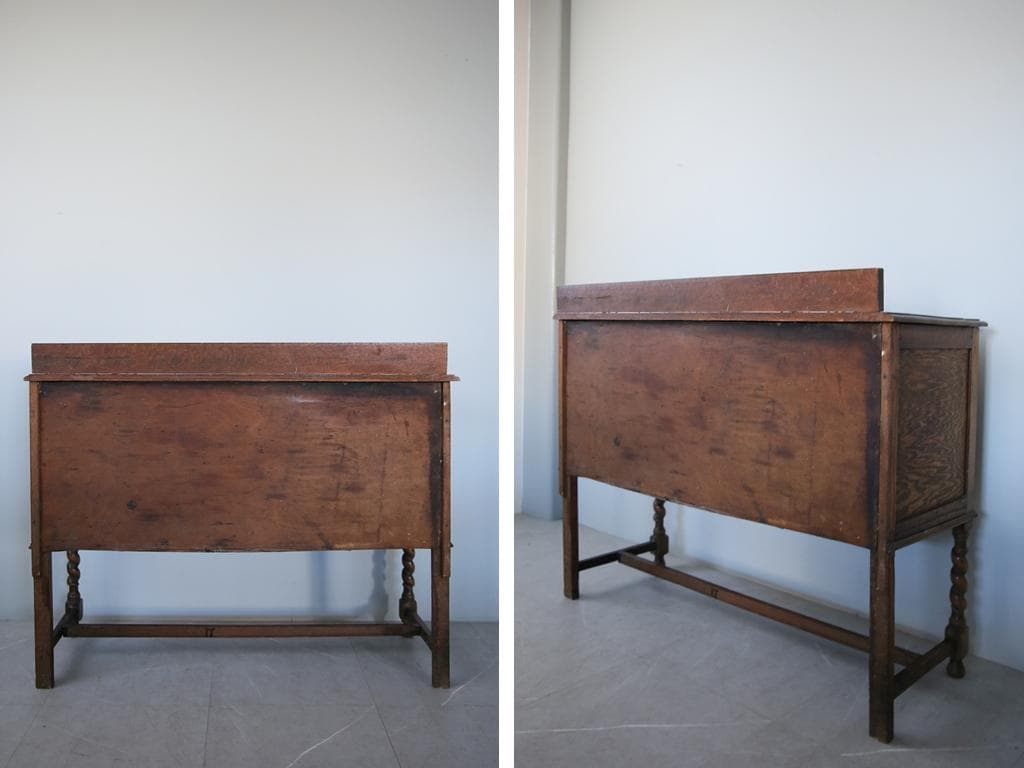 英国アンティーク木製サイドボード/キャビネット/チェスト/飾り棚(92-108)