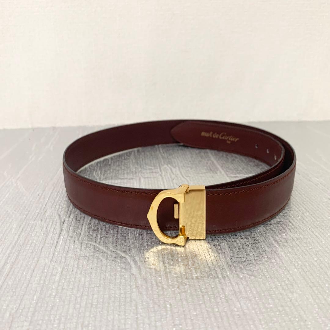 Cartier カルティエ　ベルト　ボルドー　ゴールド