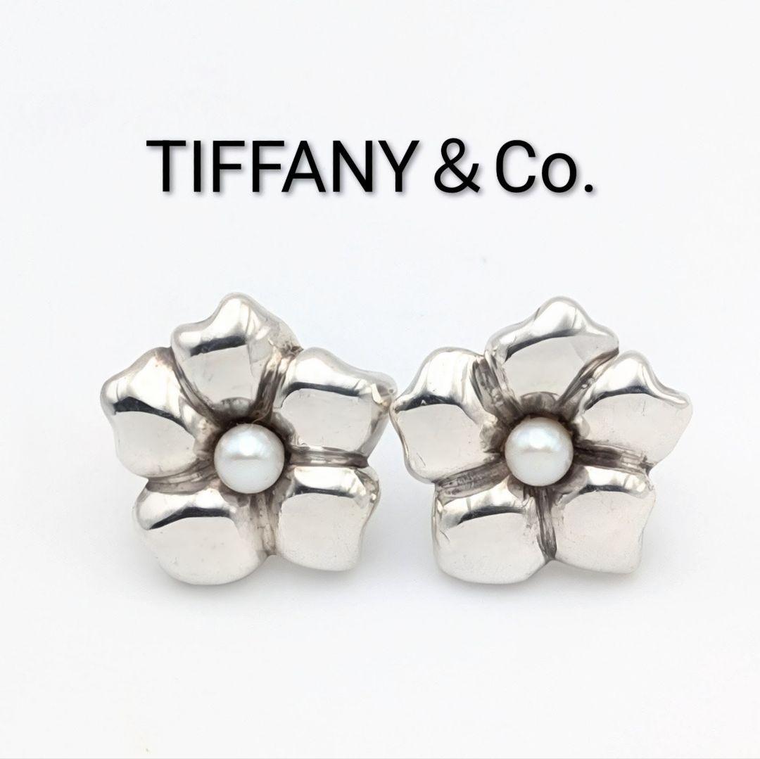 希少 ティファニー TIFFANY シルバー フラワー パール ピアス